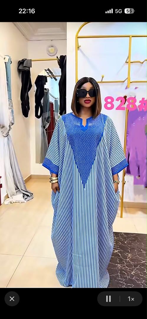 Tangerine Stripe Boubou Kaftan